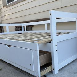 Bed Frame With Drawer Storage And Pulls From Twin To King