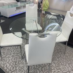 New White 5pcs Round Dinette Set