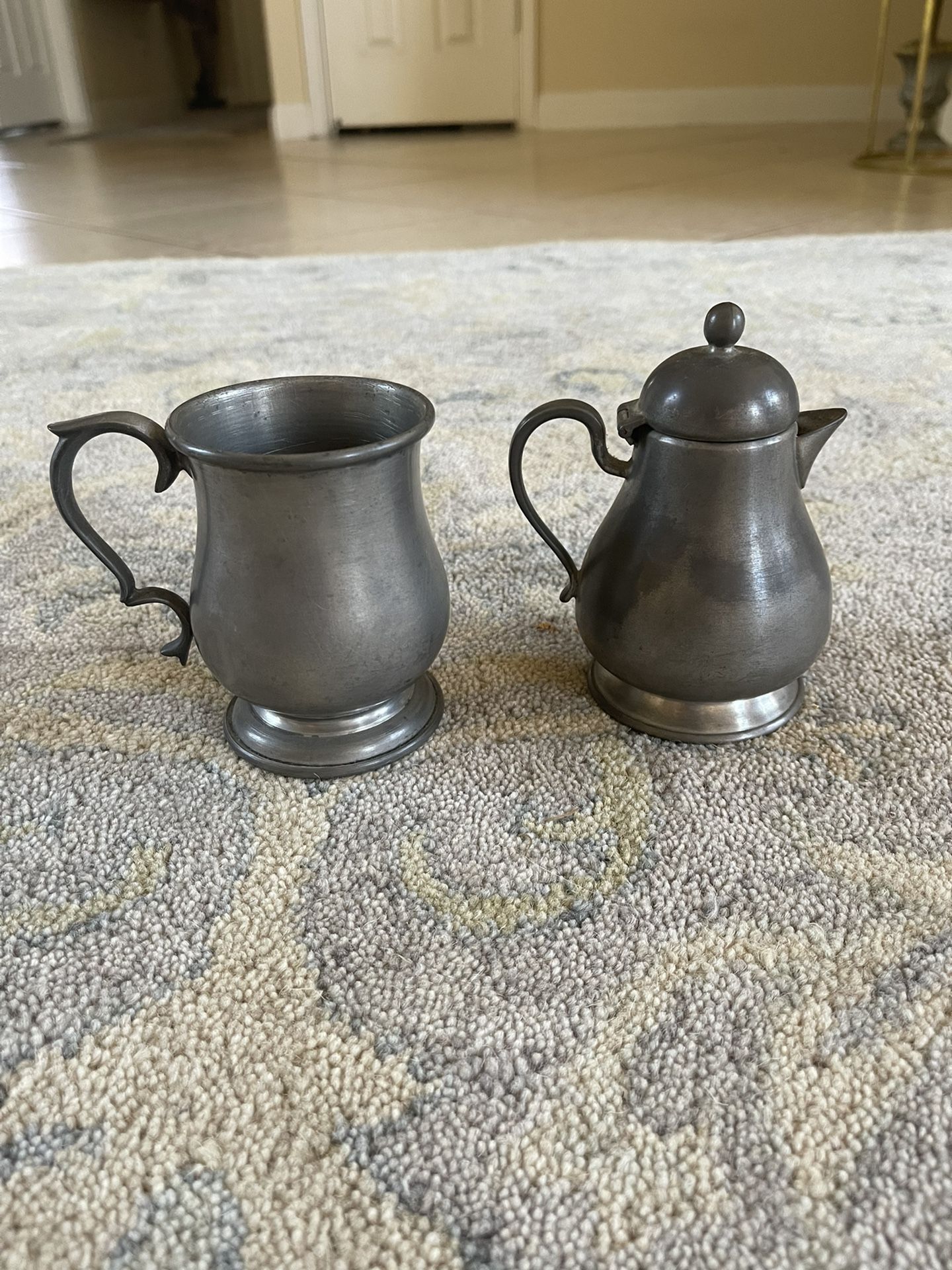Pewter Sets Of Two  Cup And Creamer  