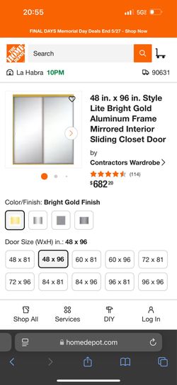 Gold glass closet doors good condition