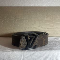 Louis Vuitton Monogram Brown/Black Dress Belt w/ LV Logo Buckle Size 110