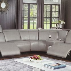 COSTCO Genuine Leather Fully Reclining Sectional Couch 
