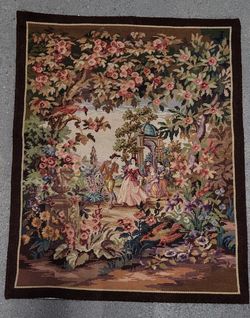 Vintage Handmade Romantic Trapestry 30.5" x 24.5"