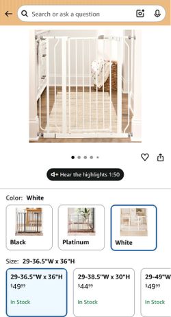 Regalo Safety 36" Extra Tall Baby Gate for Doorways & Bottom of Stairs, Pressure Mounted Walk Through Gate for Babies, Toddlers & Pets, Tested & Safe 