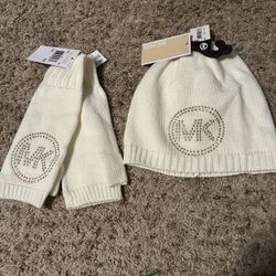 Michael Kors Hat & Fingerless Gloves. New