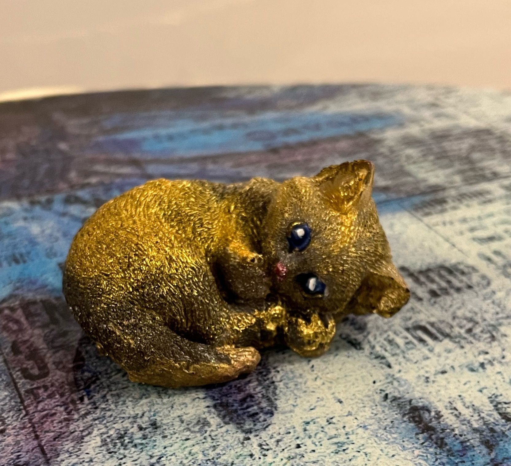 Adorable Handcrafted “Hush” Sleepy Kitten Figurine