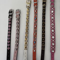 Leather Bling Dog Collars (9.5” - 12”)