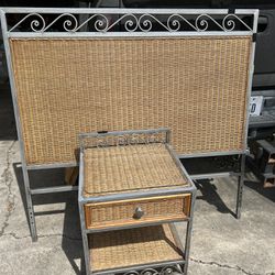 Wicker and Iron Full Size Bed