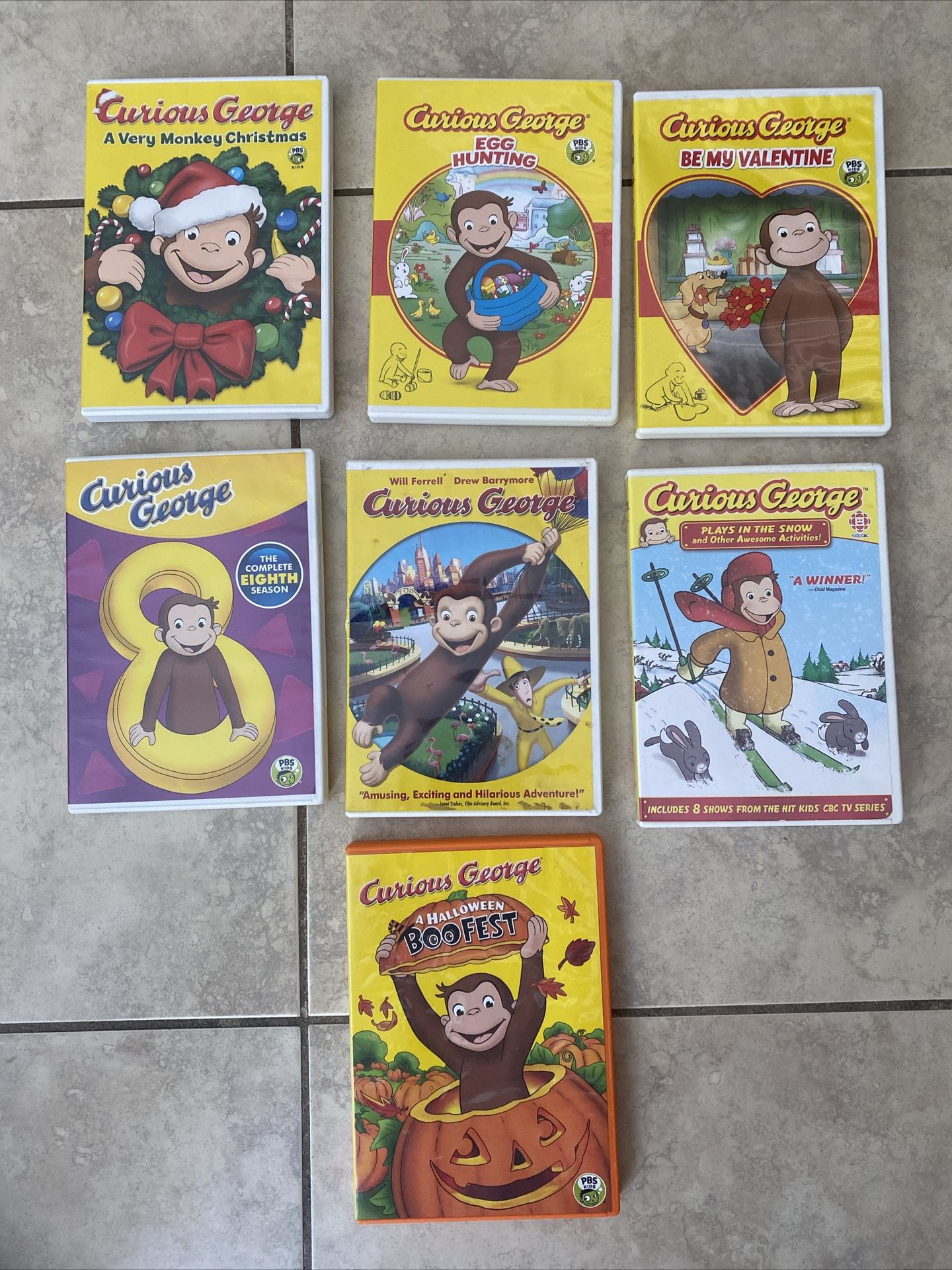 Curious George Movies Shows Cartoon Collection DVD Lot 7 Educational PBS Kids