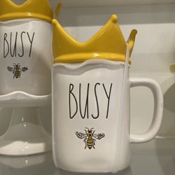 Rae Dunn “Busy Bee” Mug W/ Lid