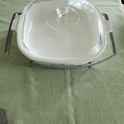 10 Inch Corning Ware Blue Cornflower Skillet With Lid And Serving Tray