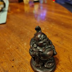 Asian Resin Laughing Buddha With Money Bag Figurine