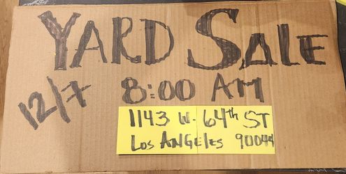 YARD SALE 12 - 7 - 24