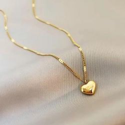 Heart Necklace, Gold Plated Heart