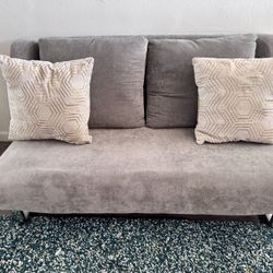 Grey Velvet Convertible Couch