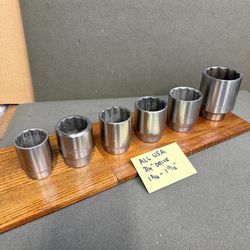 (6 pc set) ALL USA 3/4” DRIVE SAE SOCKETS, 1-3/16 - 1-13/16”