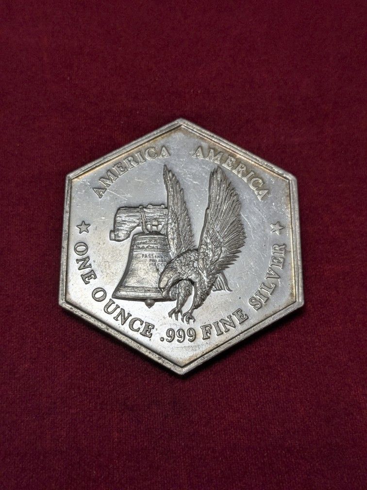 Silver .999 Hexagon Shape 1oz. Vintage