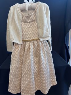 Girls Gold Knit Sweater Dress