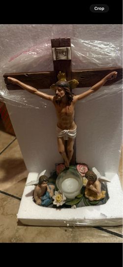 Jesus Crucifix Figurine with Candle Holder
