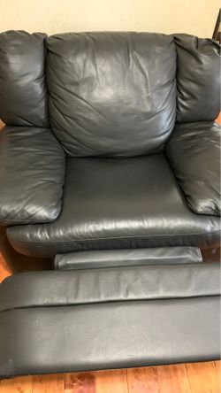 Leather recliner chair and sofa