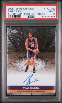 Pau Gasol Topps Chrome Auto ON-CARD PSA 9 Lakers 2025