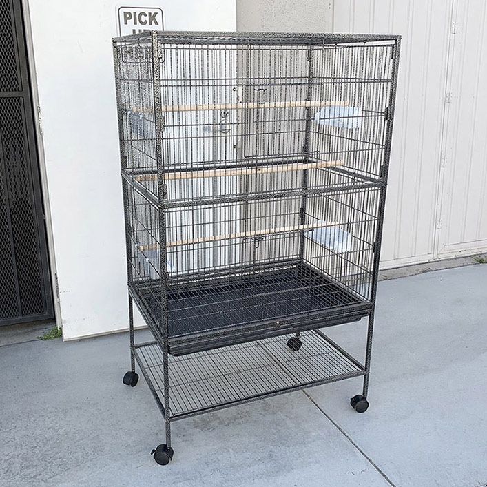 (NEW) $100 Large 52” Bird Cage for Parakeet Parrot Cockatiel Canary Finch Lovebird, Size 31x19x52”