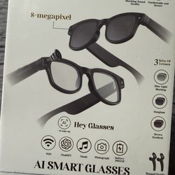 AI Smart Glasses with Camera, Bluetooth Audio & Video Recording
