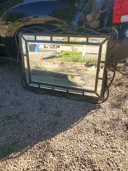 46"x32" rebar frame  mirror, nice  art mirror  heavy I ASK  $75.00