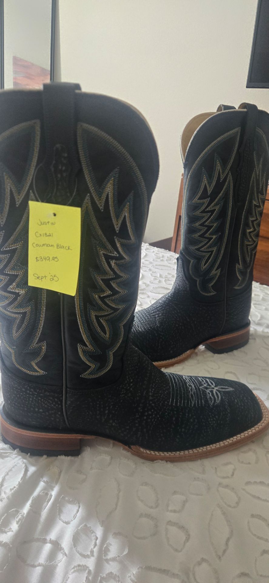 Justin CX1321 COWMAN BLACK COWBOY BOOTS SIZE 10 MEN