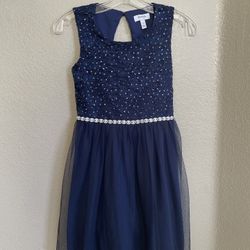 Girls Size 12 Blue & Silver Holiday Dress BRAND NEW