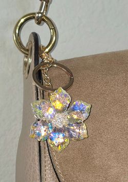 Crystal Flower Purse/Bag Charm, Keychain, Car Rearview Mirror Ornament