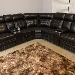 Leather Brown Couch 