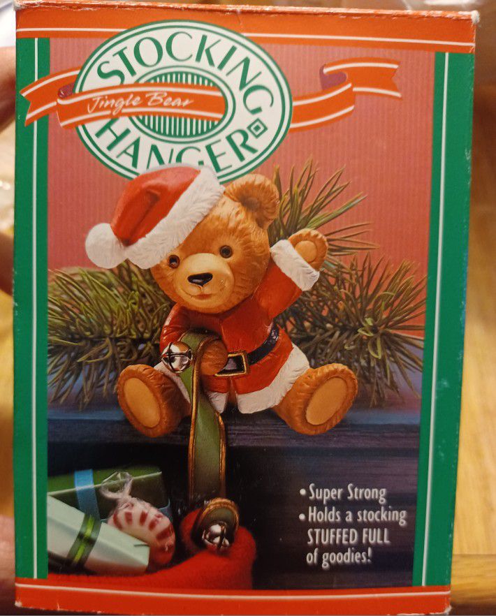 Vintage Halmark 1988 Teddy Bear Stocking Holder/decoration