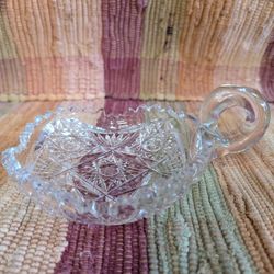 Vintage Cut Crystal Handled Candy/ Nut Dish