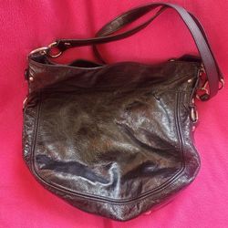 Coach Zoe Black Patent Leather Hobo Shoulder Bag Zipper Closure Purse