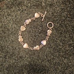 Tous Inspired Silver Bracelet Heart N Teddy Bear Charms