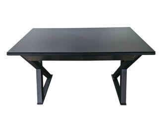 Modern Black Desk with X-Frame Legs and Drawer