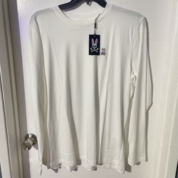 Psycho Bunny Long Sleeve T-Shirt White Pima Cotton Peru Mens Size 6 (large)