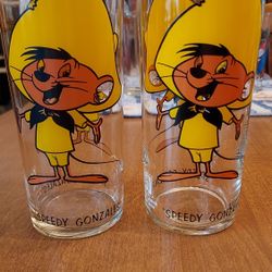 Vintage 1970's Pepsi Collectable Speedy Gonzalez Glasses 
