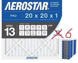 Aerostar 20x20x1 Air Filters – MERV 13 (6-Pack)