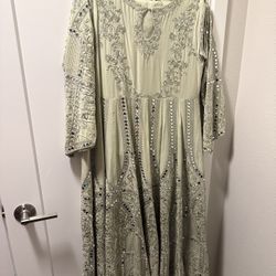 Embroidered Green Dress