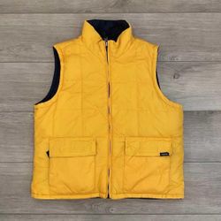 Abercrombie & Fitch Puffer Vest Adult Size XS - S Yellow Full-Zip Y2K Pockets