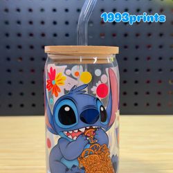 Stitch Mexican Snacks Glass tumbler