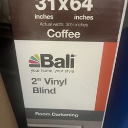 Bali 2” Vinyl Blinds 31”X64”. Coffee