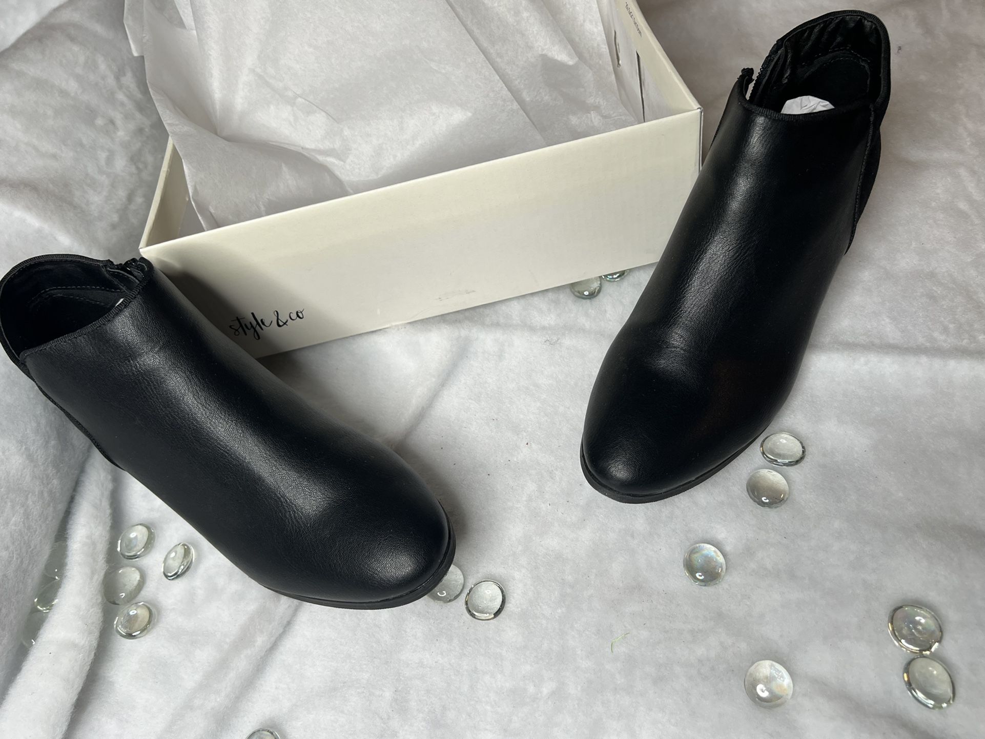 Style Co Wileyy Ankle Booties Black Smooth Black Micro 8.5M