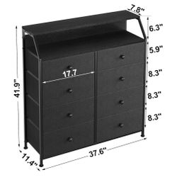  8 Drawer Dresser for Bedroom with Shelves Large Storage Organizer Unit for Closet Living Room Entryway Sturdy Steel Frame Wooden Top 