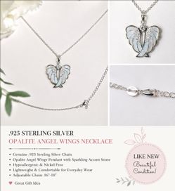 ✨ .925 Sterling Silver Opalite Angel Wings Necklace ✨