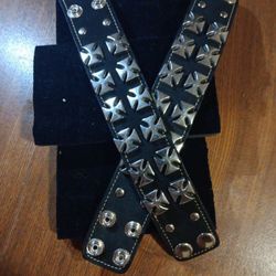 Leather/Steel Bracelet Cuffs 