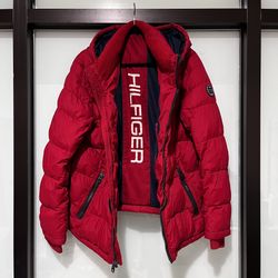 Fire Red Tommy Hilfiger Puffer Jacket In Medium For Men