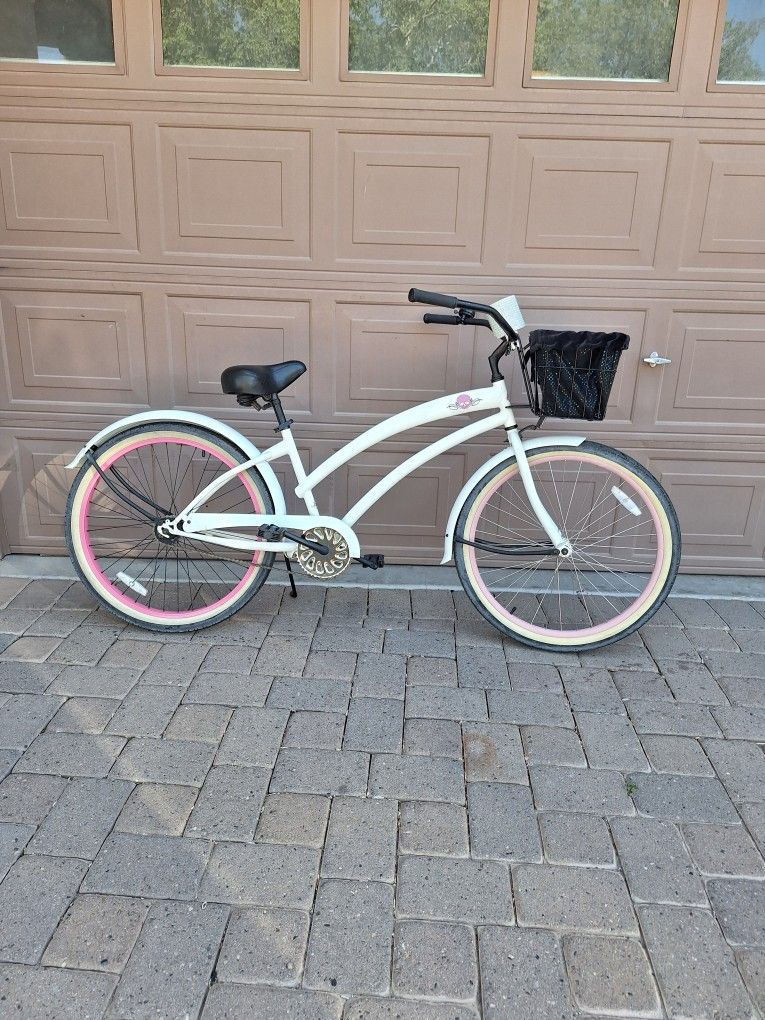 SKULLBONES HBBC 26 INCH BEACH ⛱️ CRUISER WITH REMOVABLE BASKET AND BELL ( CHECK MY OTHER BIKES)